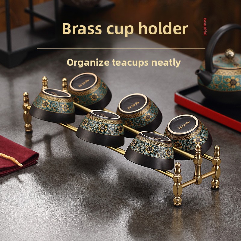 Gongfu Tea Set - Soporte Minimalista de Latón para Tazas