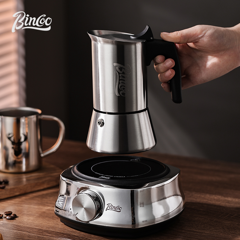 Moka Pot Stove - Cafetera Mocha de Acero Inoxidable Recta