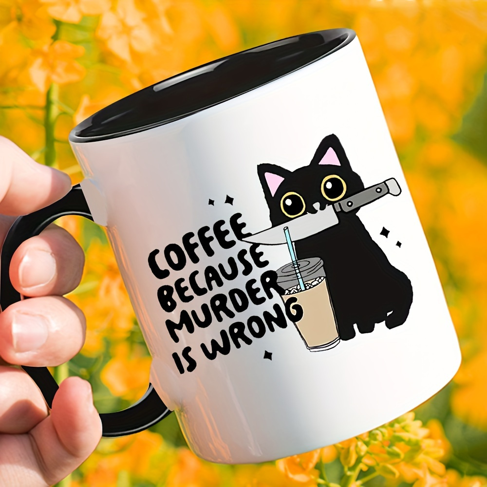 Coffee Tea Wrong - Taza con diseño de gato negro