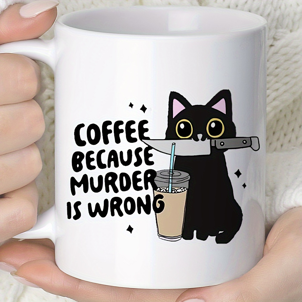 Taza con diseño de gato negro  - Coffee Tea Wrong reseña y precio