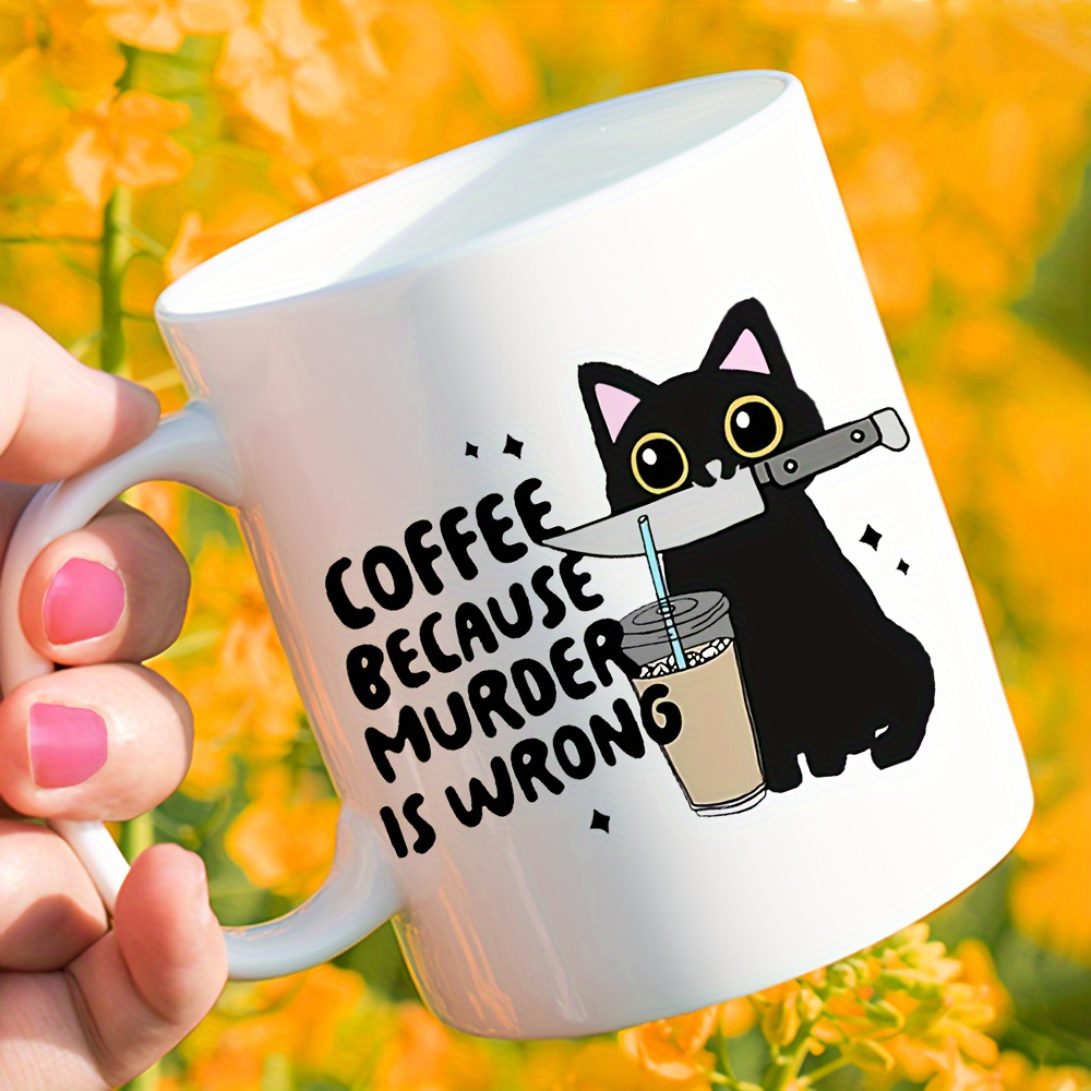 Taza con diseño de gato negro  - Coffee Tea Wrong reseña y precio