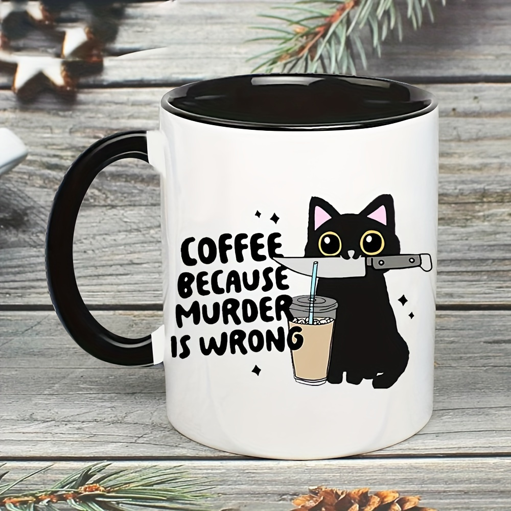 Taza con diseño de gato negro  - Coffee Tea Wrong reseña y precio